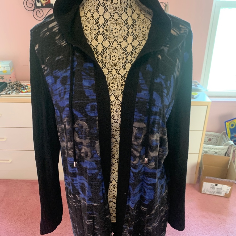 Chicos zenergy open front lightweight cardigan with ribbed sleeves